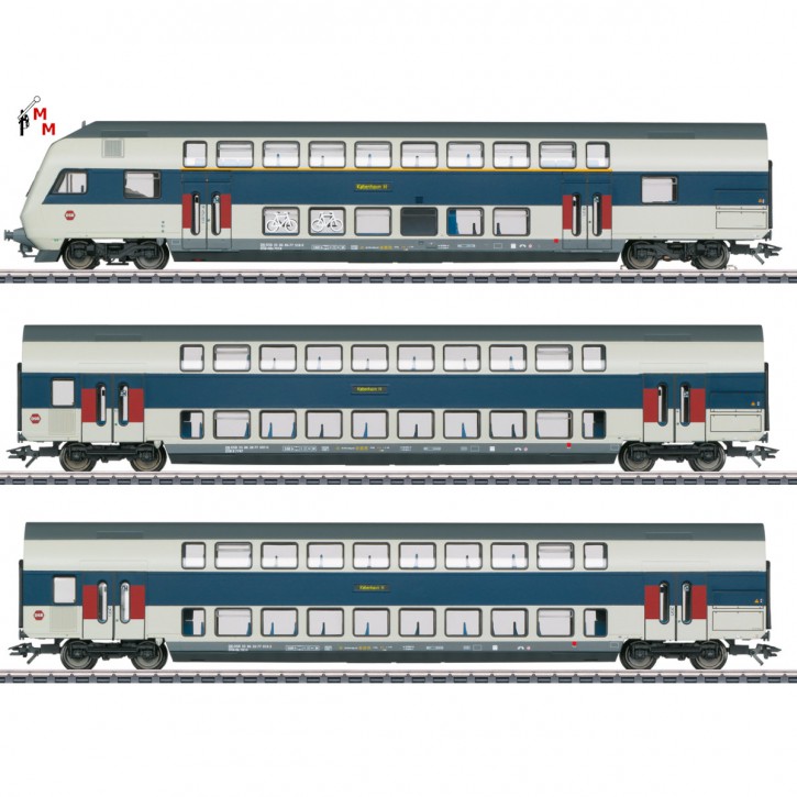 (Neu) Märklin 43599  Doppelstockwagen-Set der DSB, Ep.VI,