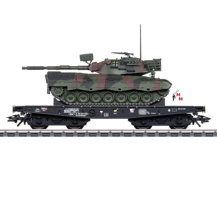 (Neu) Märklin 48877 Schwerlast-Flachwagen mit Leopard 1, Ep.IV,