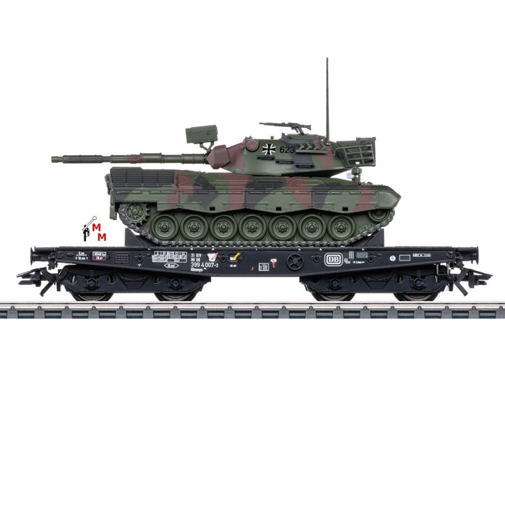 (Neu) Märklin 48879 Schwerlast-Flachwagen mit Leopard 1, Ep.IV,